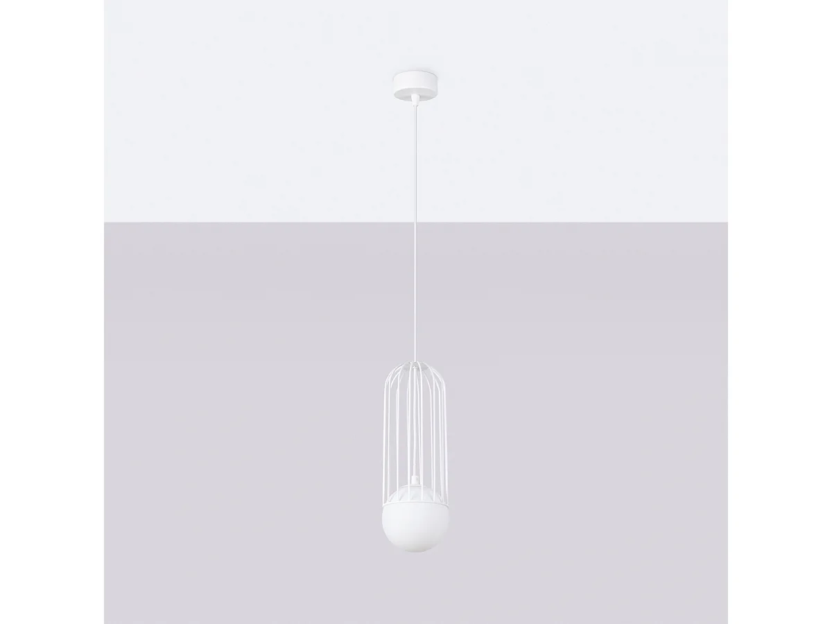 Lampy wiszące nowoczesny Zynex, stal - 1 źródło światła 4000K - L.12 x H.115 cm - biały 4751464 - obrazek 1