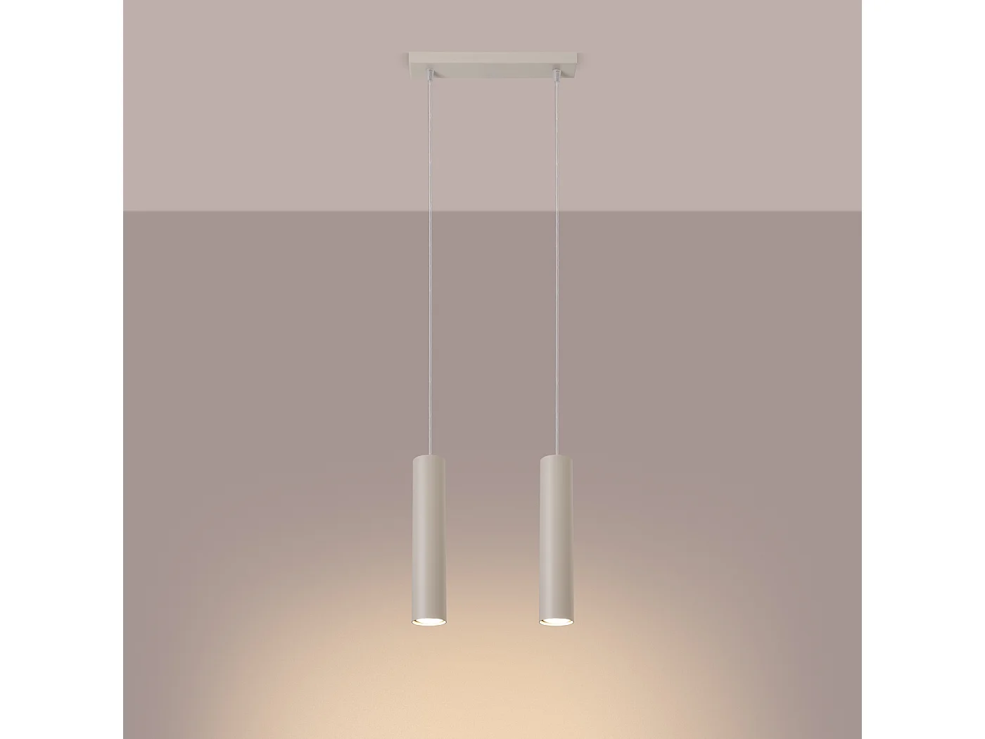 Lampa wisząca loft Toris, stal - 2 źródło światła 3000K - L.30 x H.105 cm - beżowy 4751508 - obrazek 1