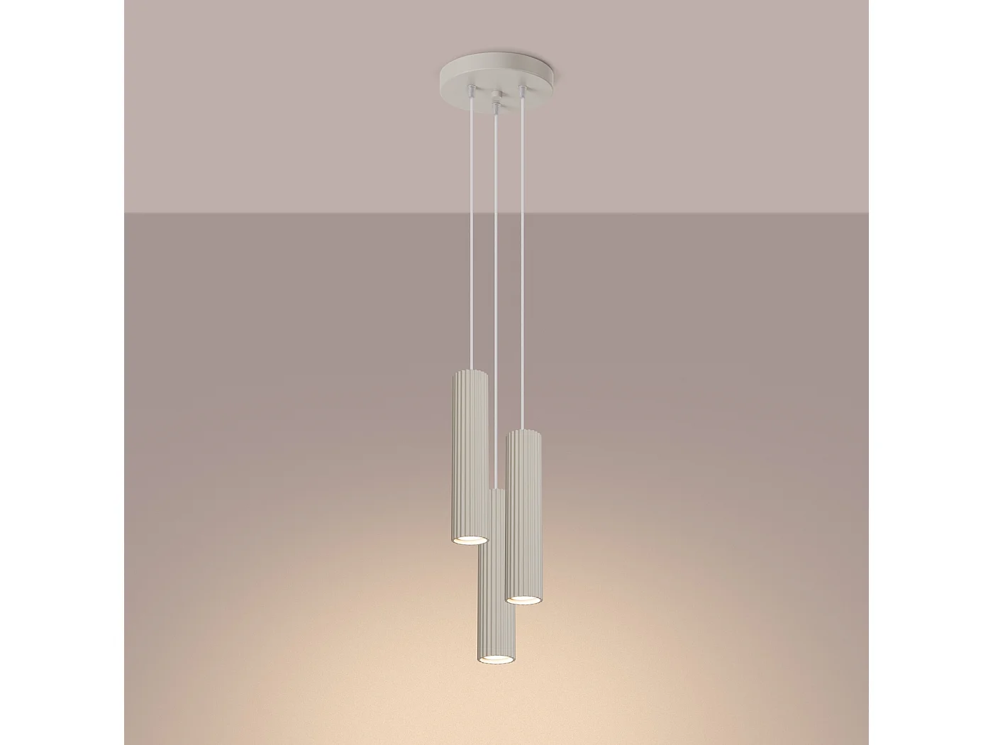Lampa wisząca minimalistyczny Gloow, aluminium - 3 źródło światła 3000K - L.19.5 x H.108 cm - beżowy 4751498 - obrazek 1
