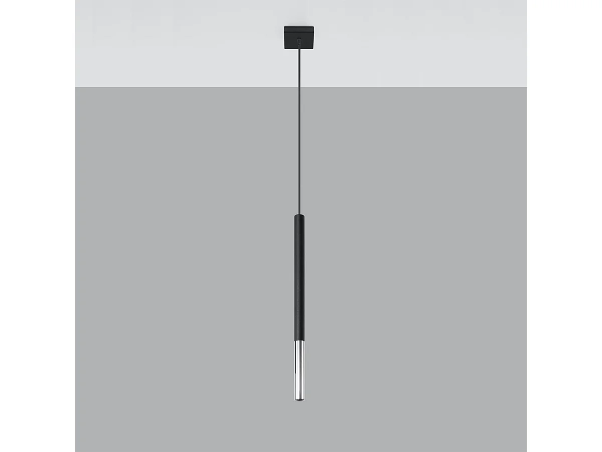 Lampy wiszące nowoczesny Flar, stal – 1 źródło światła 4000K – L.8 x H.100 cm – czarny/chrom 4751502