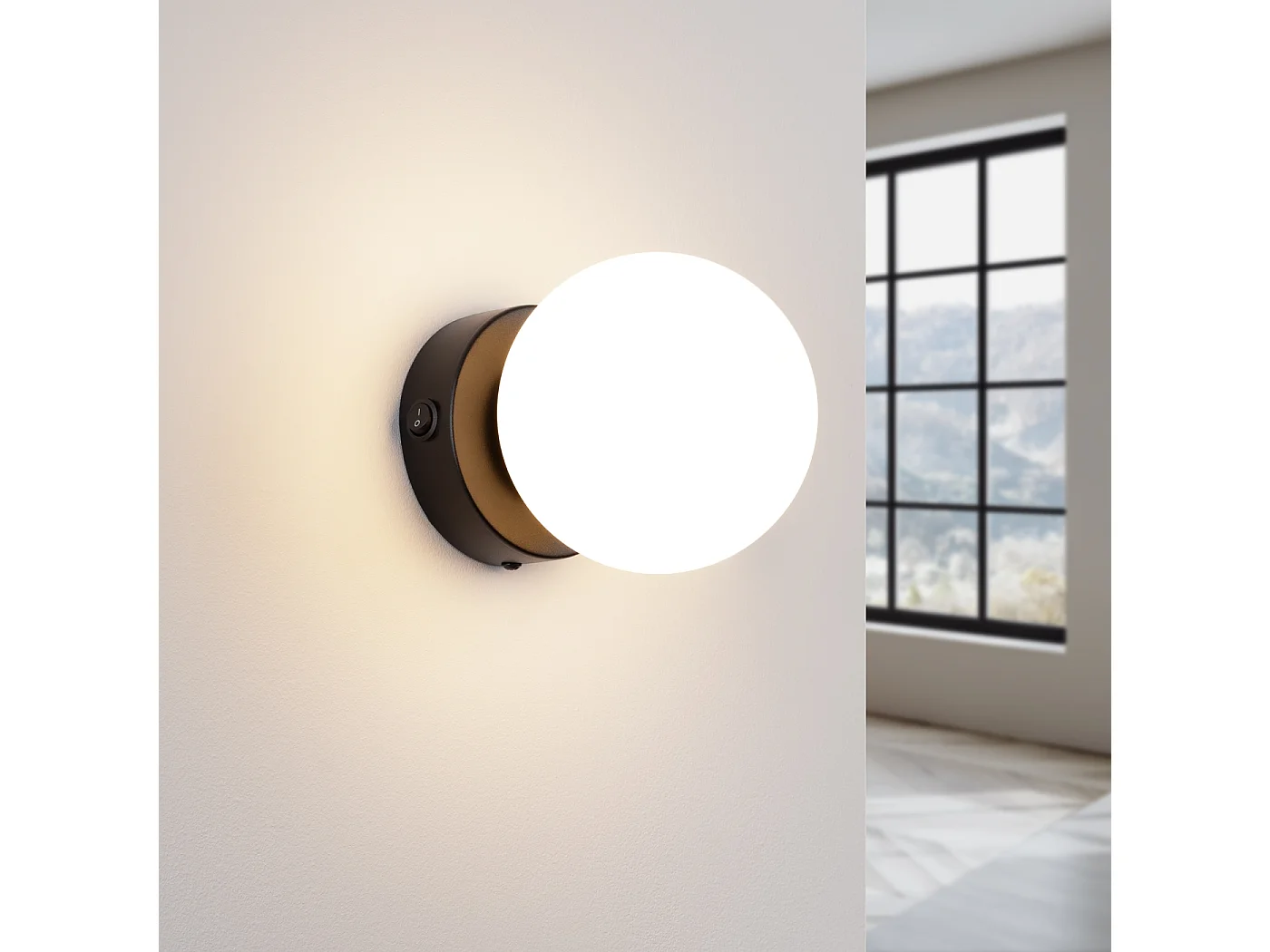 Lampa ścienna nowoczesny Zynfi, stal/szkło - 1 źródło światła 3000K - L.12 x H.12 cm - czarny 4752204 - obrazek 1
