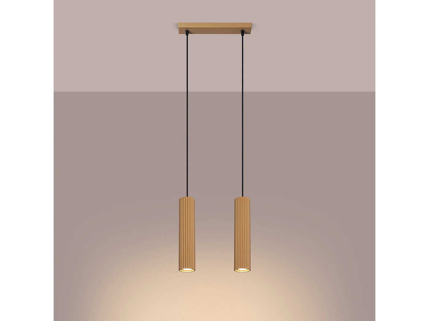 Lampa wisząca minimalistyczny Gloow, aluminium - 2 źródło światła 3000K - L.30 x H.90 cm - złoty 4751510 - obrazek 1