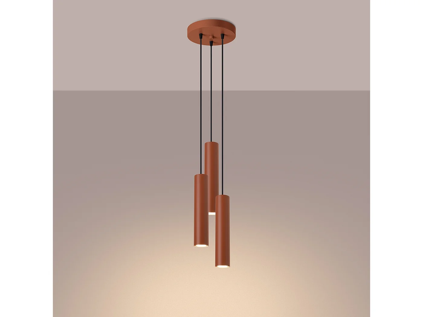 Lampa wisząca loft Toris, stal - 3 źródło światła 3000K - L.19.5 x H.108 cm - ochra czerwona 4751460 - obrazek 1