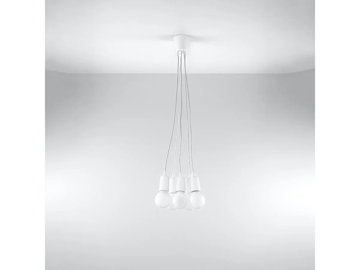 Lampy wiszące nowoczesny Astis, PVC - 5 źródło światła 4000K - L.25 x H.90 cm - biały 4751507 - obrazek 1