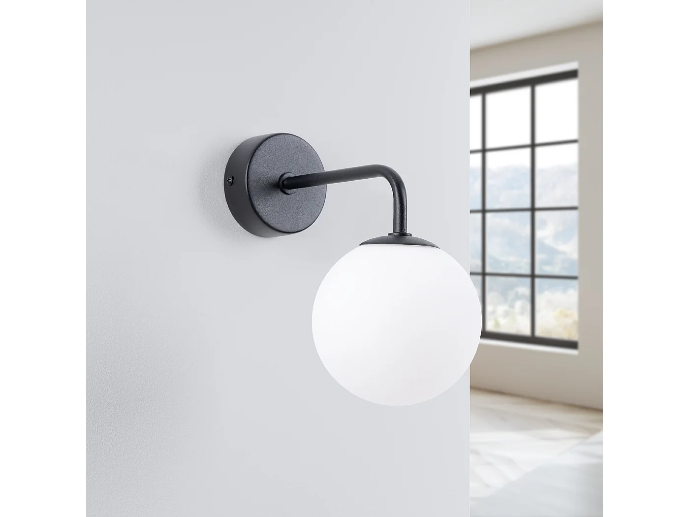 Lampa ścienna minimalistyczny Bealy, stal/szkło - 1 źródło światła 4000K - L.10 x H.21 cm - czarny/biały 4752340 - obrazek 1