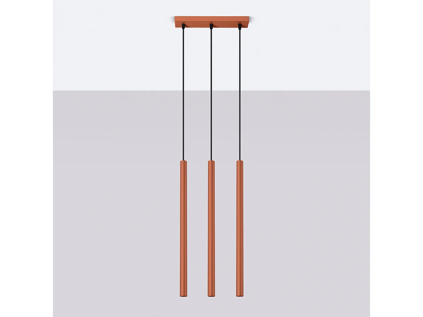 Lampa wisząca nowoczesny Brill, stal - 3 źródło światła 4000K - L.30 x H.94 cm - ochra czerwona 4751548 - obrazek 1