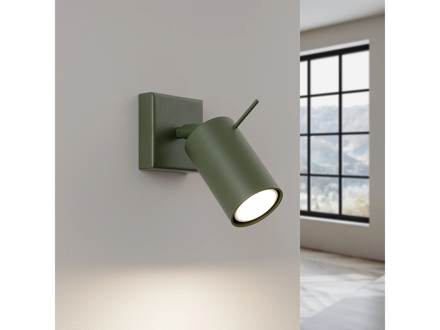 Lampa ścienna nowoczesny Briix, stal - 1 źródło światła 3000K - L.8 x H.8 cm - zielony oliwkowy 4752344 - obrazek 1