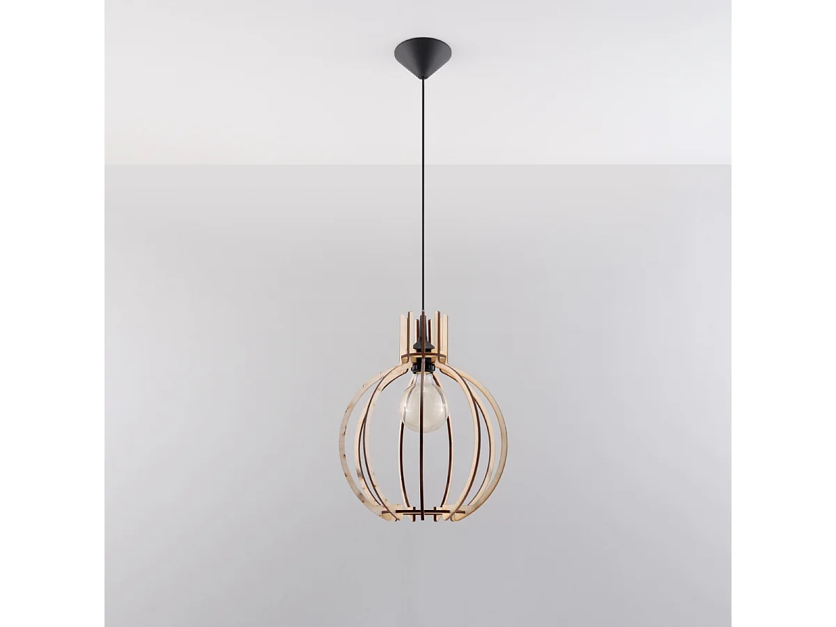 Lampy wiszące skandynawski Citranova, drewno - 1 źródło światła 4000K - L.28 x H.100 cm - naturalne drewno 4751554 - obrazek 1