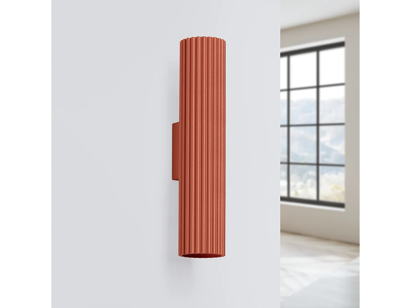 Lampa ścienna minimalistyczny Gloow, aluminium - 2 źródło światła 4000K - L.6.5 x H.30 cm - ochra czerwona 4752339 - obrazek 1