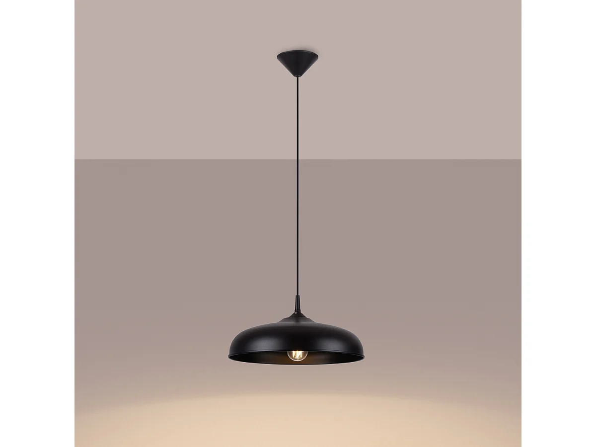 Lampy wiszące skandynawski Zinta, stal - 1 źródło światła 3000K - L.38 x H.74 cm - czarny 4752623 - obrazek 1