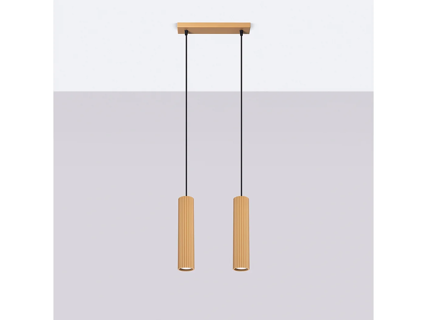 Lampa wisząca minimalistyczny Gloow, aluminium - 2 źródło światła 4000K - L.30 x H.90 cm - złoty 4752605 - obrazek 1