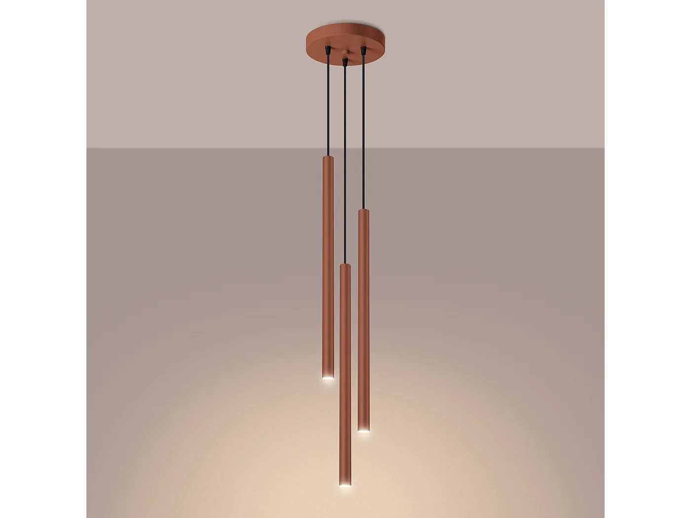 Lampa wisząca nowoczesny Brill, stal - 3 źródło światła 3000K - L.19.5 x H.104 cm - ochra czerwona 4752828 - obrazek 1