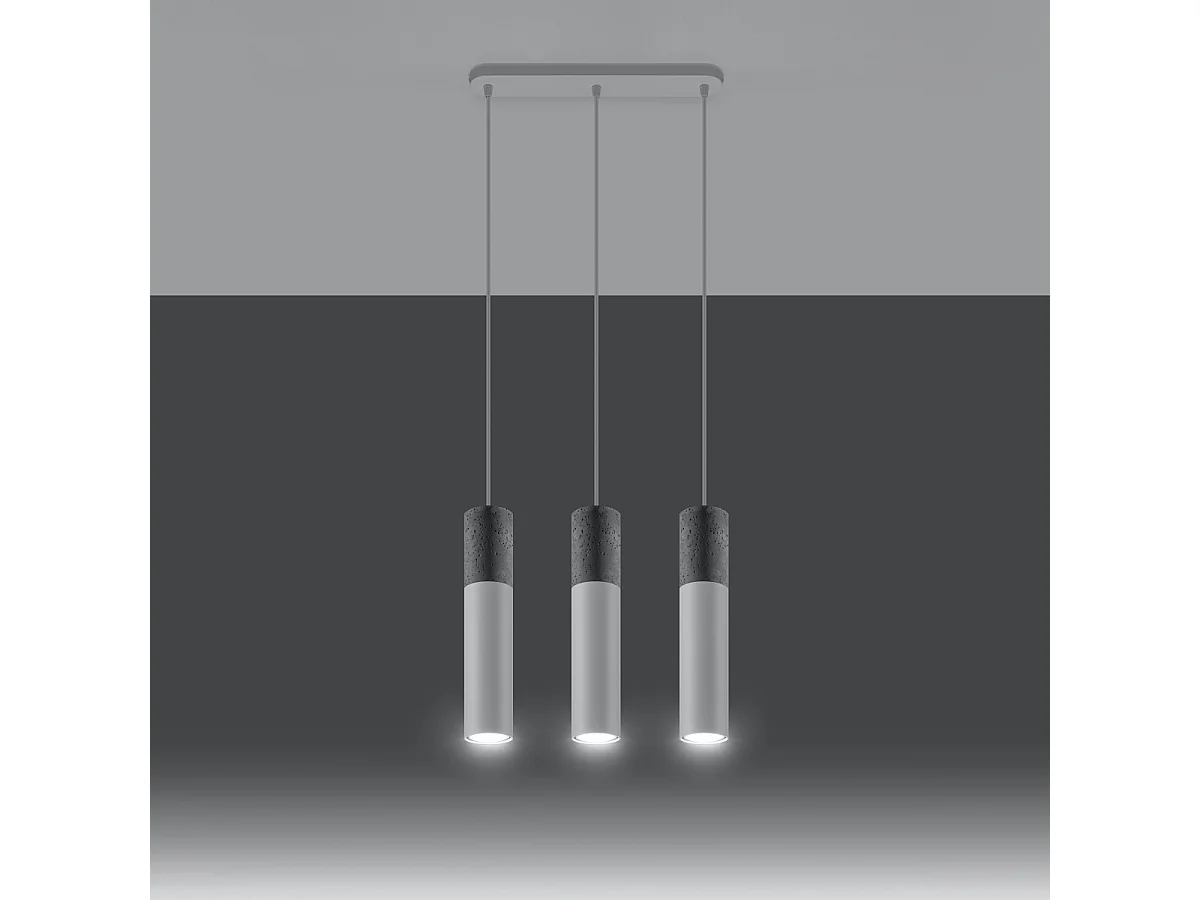 Lampy wiszące nowoczesny Lume, stal/beton - 3 źródło światła 3000K - L.45 x H.90 cm - biały/szary 4752759 - obrazek 1