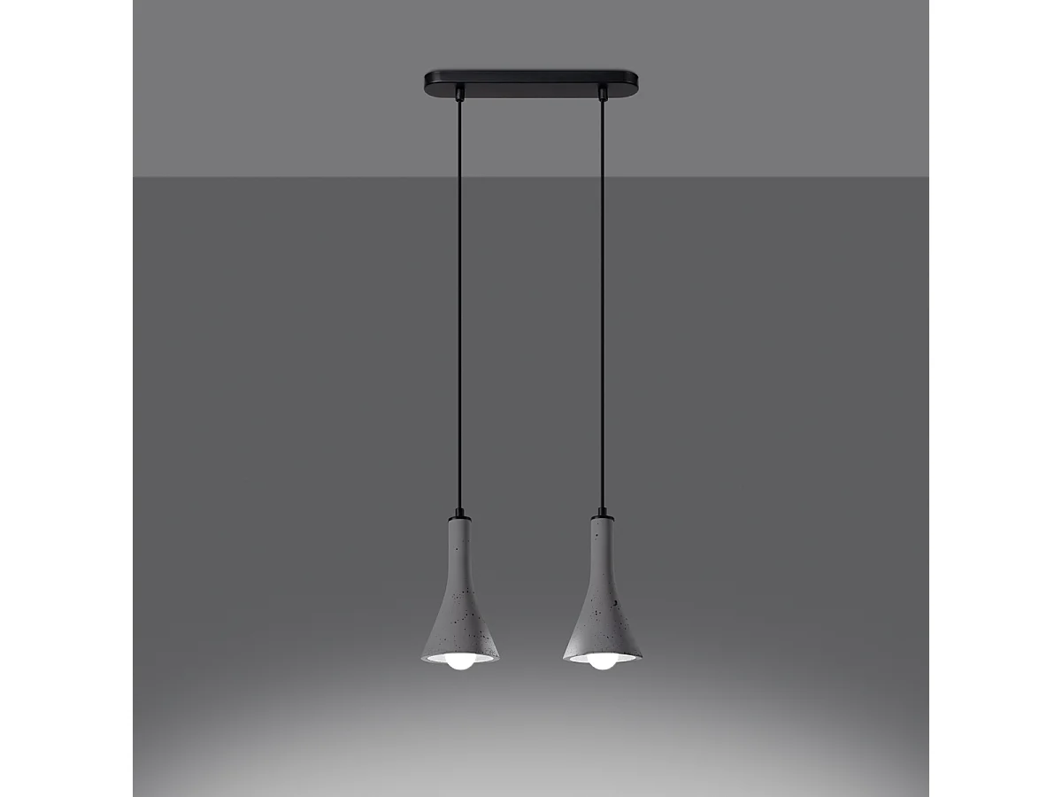 Lampy wiszące nowoczesny Lum, beton - 2 źródło światła 3000K - L.34 x H.113 cm - szary 4752952 - obrazek 1