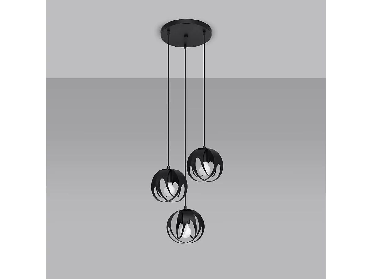 Lampy wiszące nowoczesny Brive, stal – 3 źródło światła 4000K – L.30 x H.117 cm – czarny 4752784