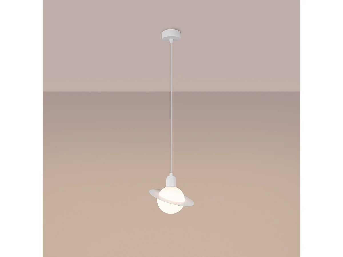 Lampy wiszące nowoczesny Gloxo, stal - 1 źródło światła 3000K - L.20 x H.125 cm - biały 4752816 - obrazek 1