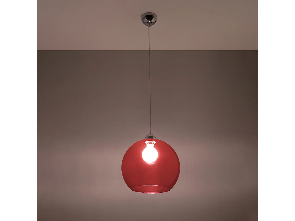 Lampy wiszące minimalistyczny Esfera, stal/szkło - 1 źródło światła 3000K - L.30 x H.120 cm - czerwony 4752789 - obrazek 1
