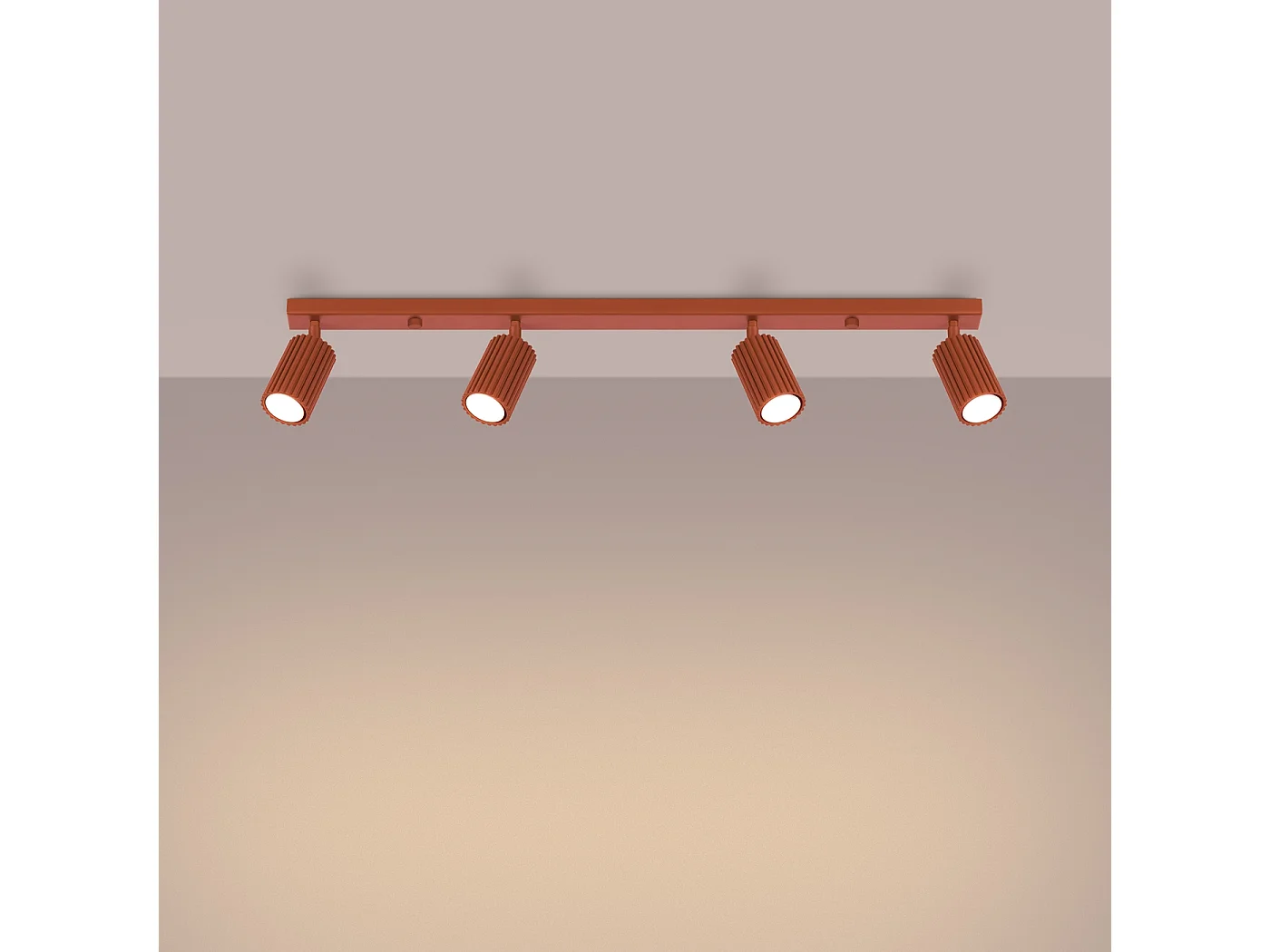 Lampa sufitowa minimalistyczny Gloow, aluminium - 4 źródło światła 3000K - L.81 x H.16.5 cm - ochra czerwona 4751894 - obrazek 1