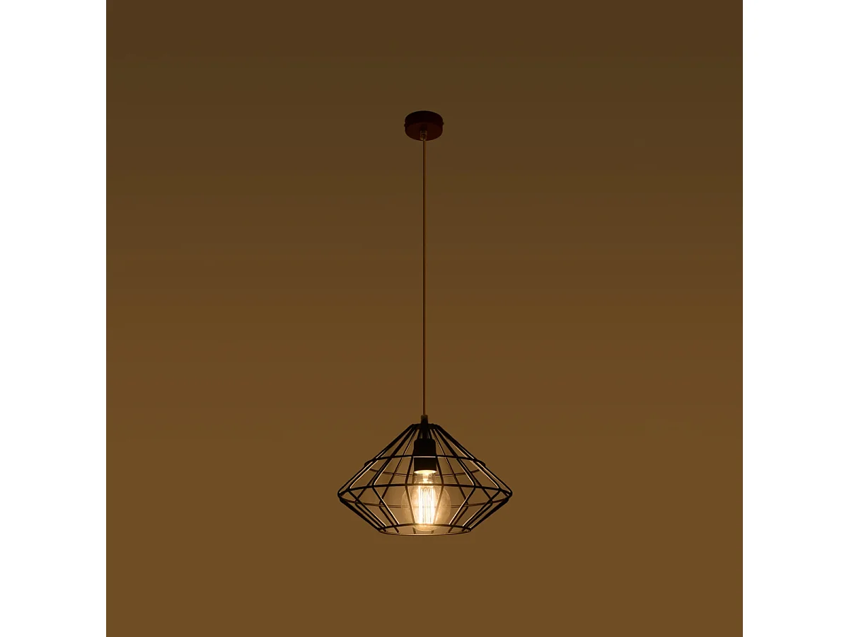 Lampy wiszące industrialny Neoteru, stal - 1 źródło światła 3000K - L.32 x H.120 cm - czarny 4752821 - obrazek 1