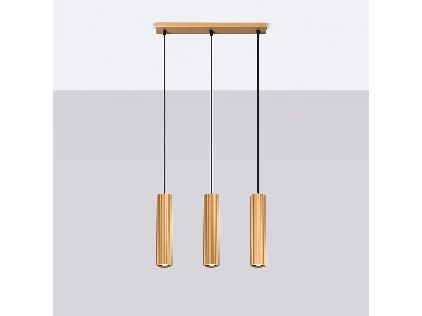 Lampa wisząca minimalistyczny Gloow, aluminium - 3 źródło światła 4000K - L.45 x H.98 cm - złoty 4752618 - obrazek 1