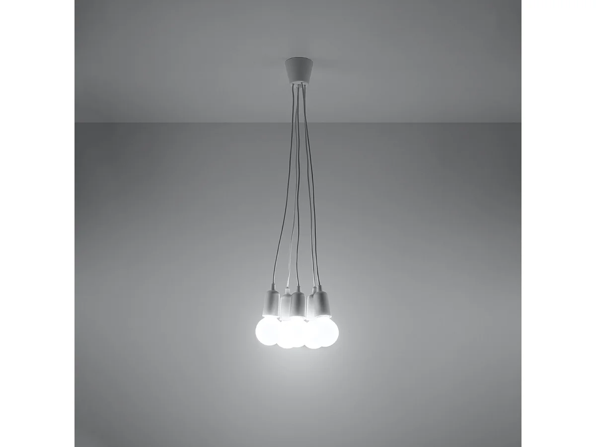 Lampy wiszące nowoczesny Astis, PVC - 5 źródło światła 3000K - L.25 x H.90 cm - biały 4752976 - obrazek 1