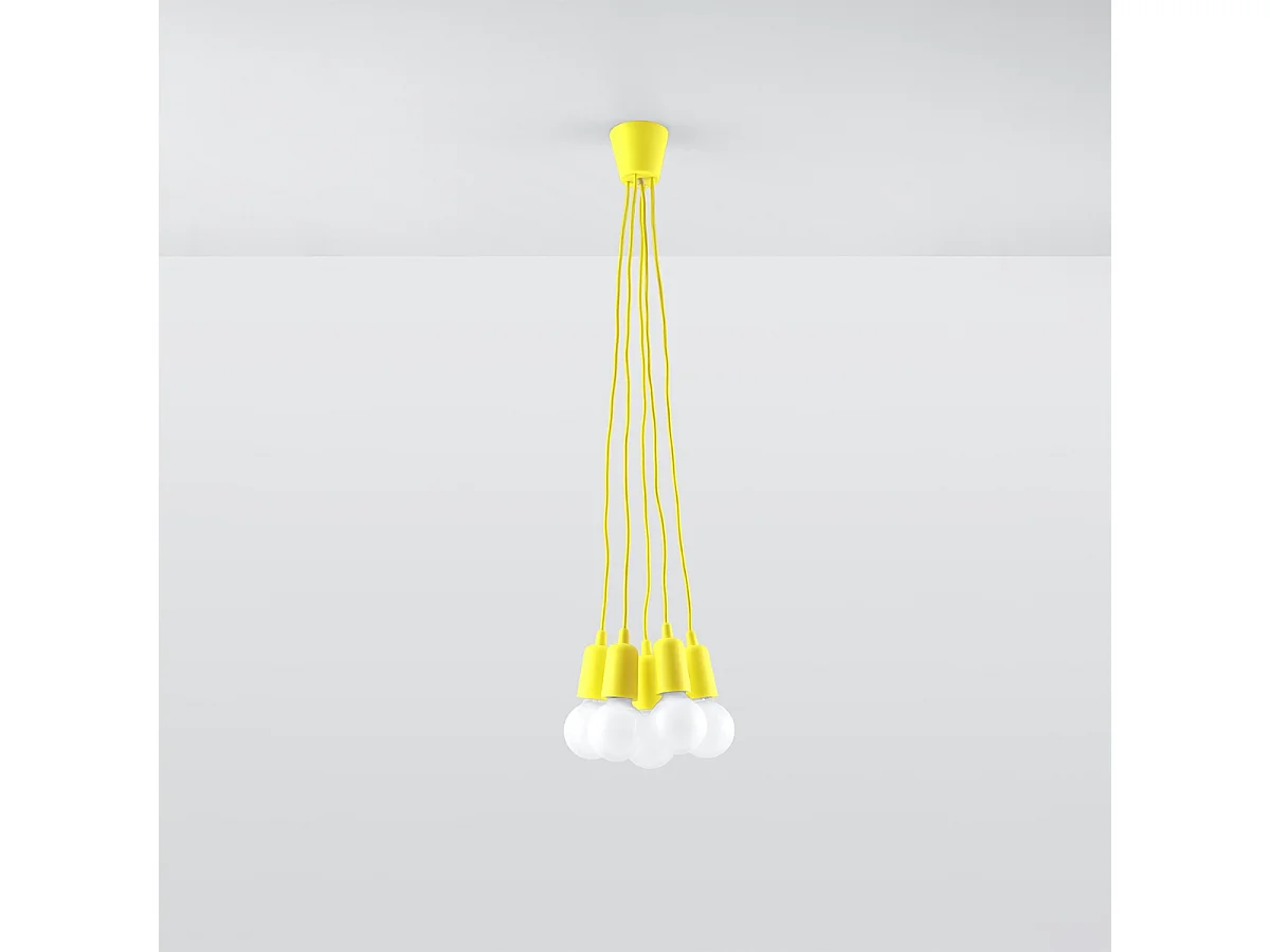 Lampy wiszące nowoczesny Astis, PVC - 5 źródło światła 4000K - L.25 x H.90 cm - żółty 4752822 - obrazek 1