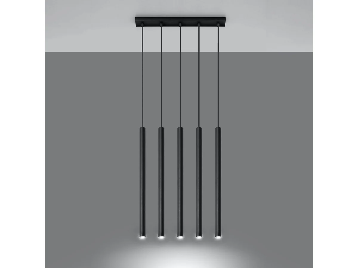 Lampy wiszące nowoczesny Brill, stal - 5 źródło światła 3000K - L.45 x H.90 cm - czarny 4752951 - obrazek 1
