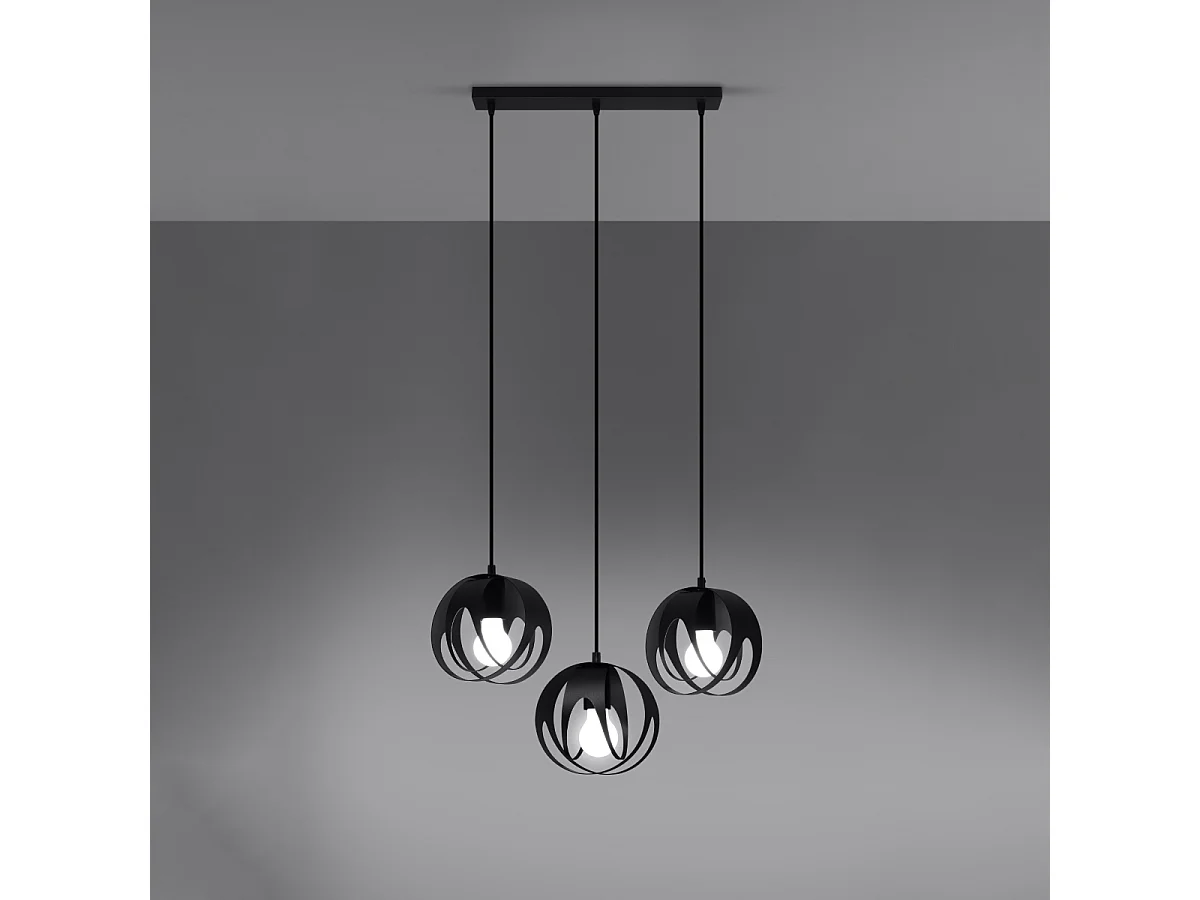 Lampy wiszące nowoczesny Brive, stal – 3 źródło światła 3000K – L.50 x H.117 cm – czarny 4752825