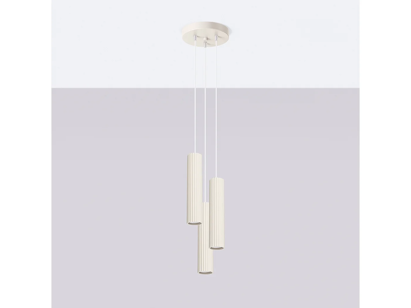 Lampa wisząca minimalistyczny Gloow, aluminium - 3 źródło światła 4000K - L.19.5 x H.108 cm - beżowy 4752753 - obrazek 1