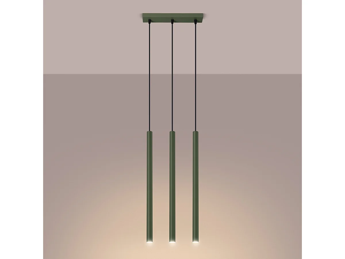 Lampa wisząca nowoczesny Brill, stal - 3 źródło światła 3000K - L.30 x H.94 cm - zielony oliwkowy 4752960 - obrazek 1