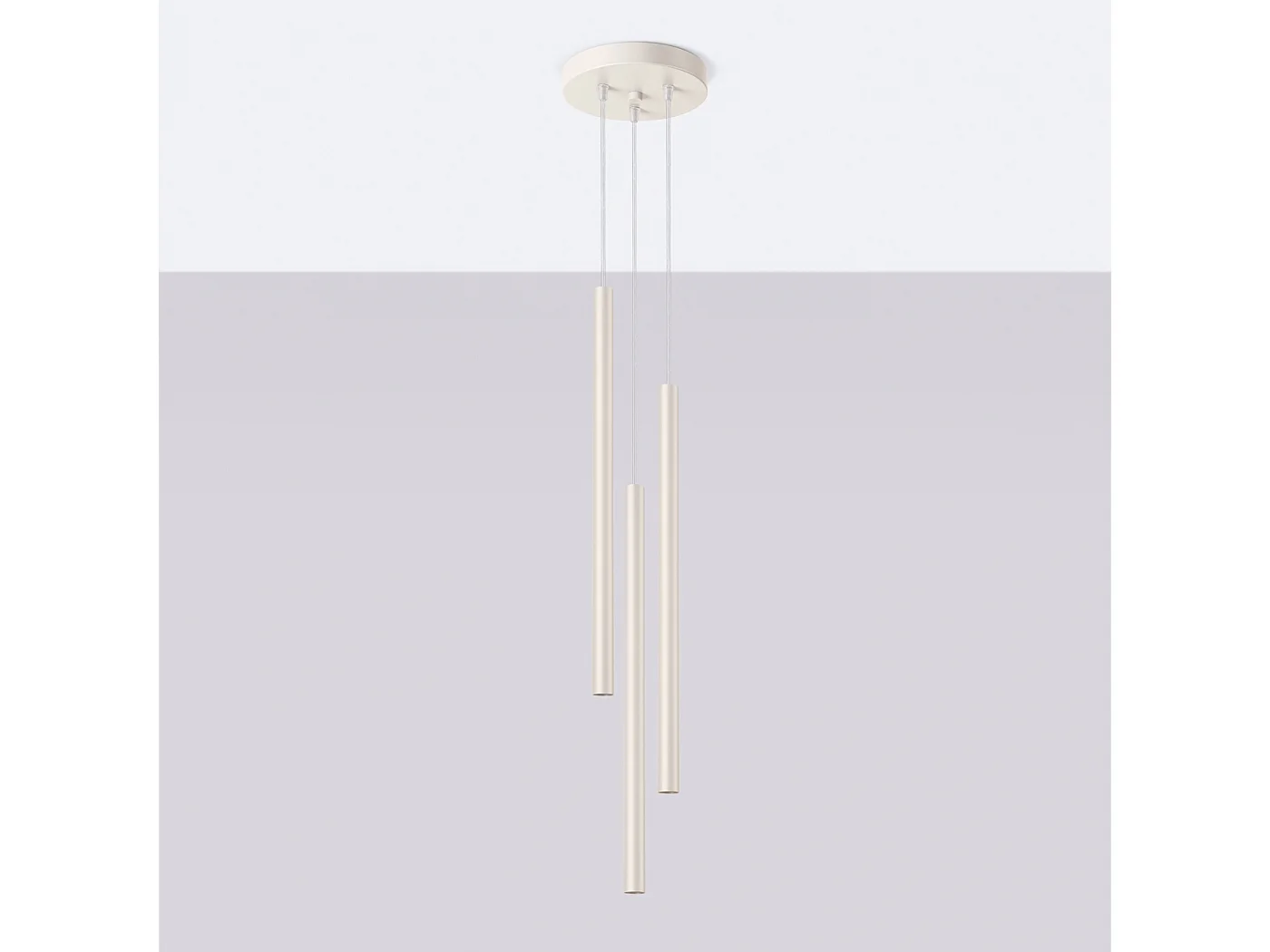 Lampa wisząca nowoczesny Brill, stal - 3 źródło światła 4000K - L.19.5 x H.104 cm - beżowy 4752724 - obrazek 1