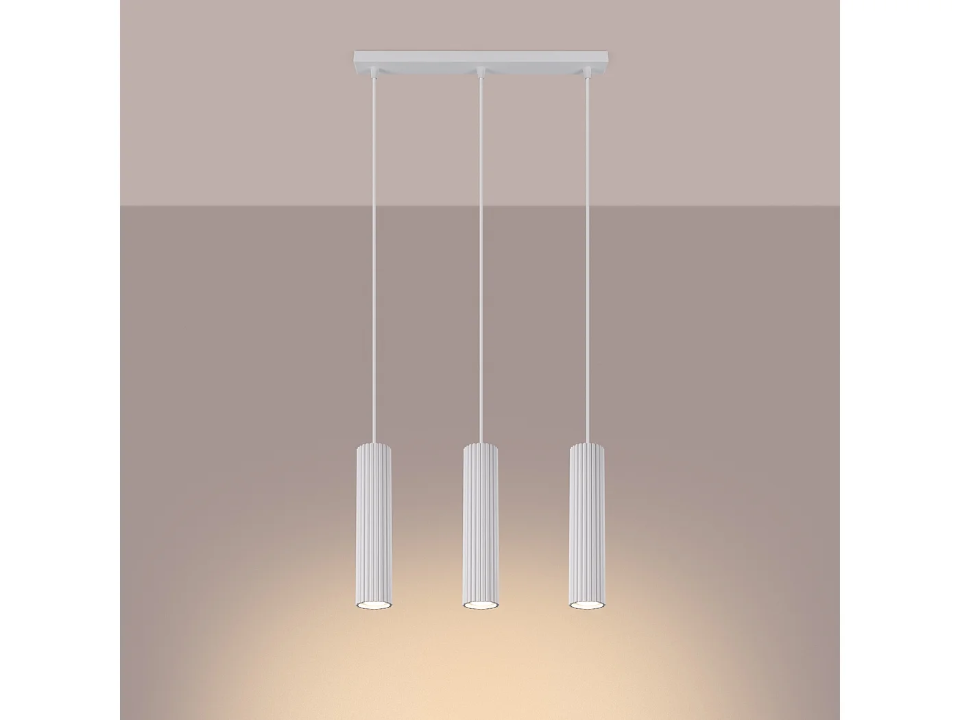 Lampa wisząca minimalistyczny Gloow, aluminium - 3 źródło światła 3000K - L.45 x H.98 cm - biały 4752815 - obrazek 1