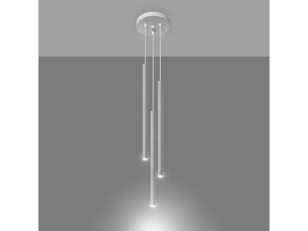 Lampy wiszące nowoczesny Brill, stal - 3 źródło światła 3000K - L.20 x H.90 cm - biały 4752820 - obrazek 1