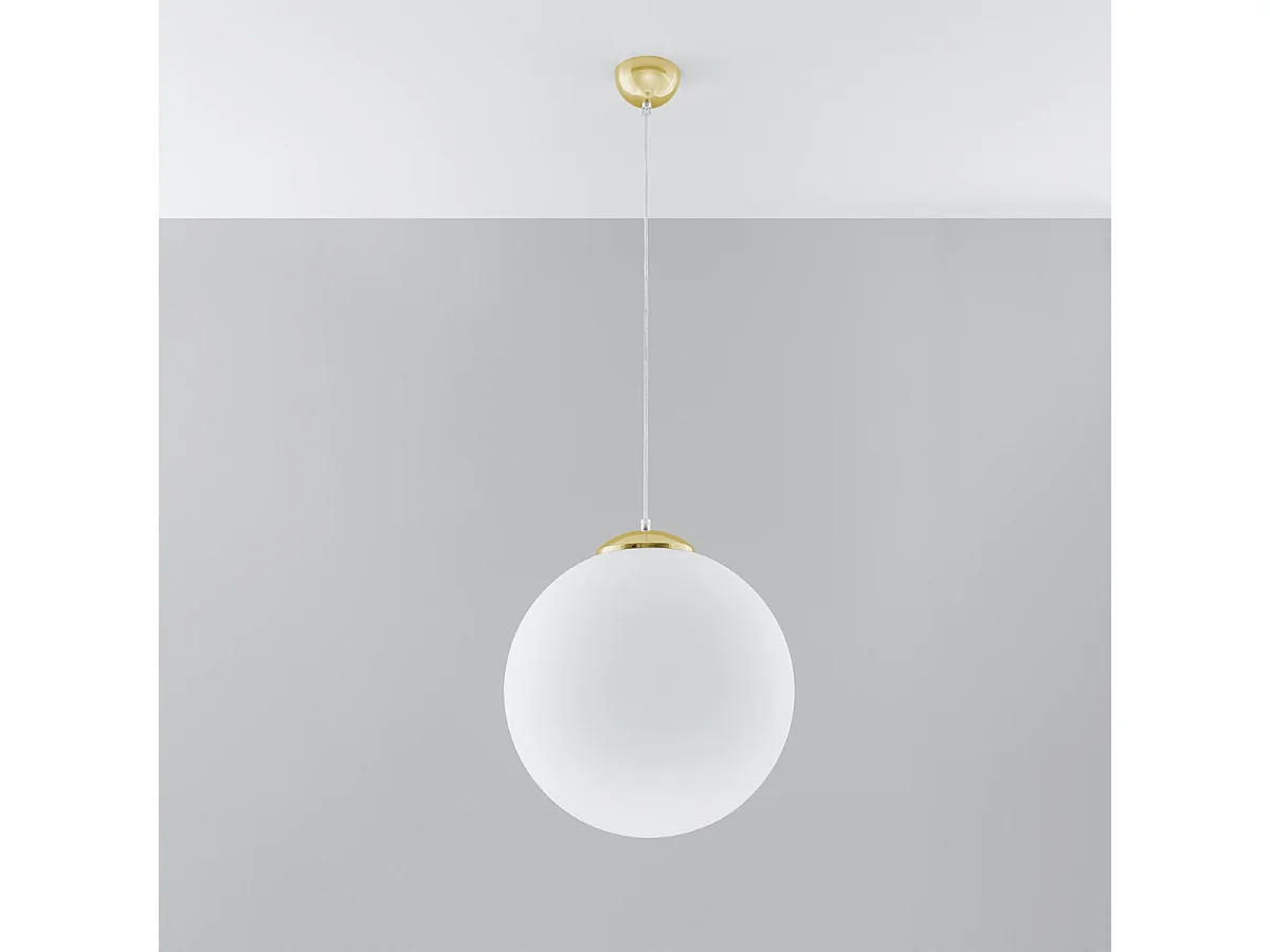Lampy wiszące minimalistyczny Stera, stal/szkło - 1 źródło światła 4000K - L.40 x H.130 cm - biały/złoty 4752986 - obrazek 1