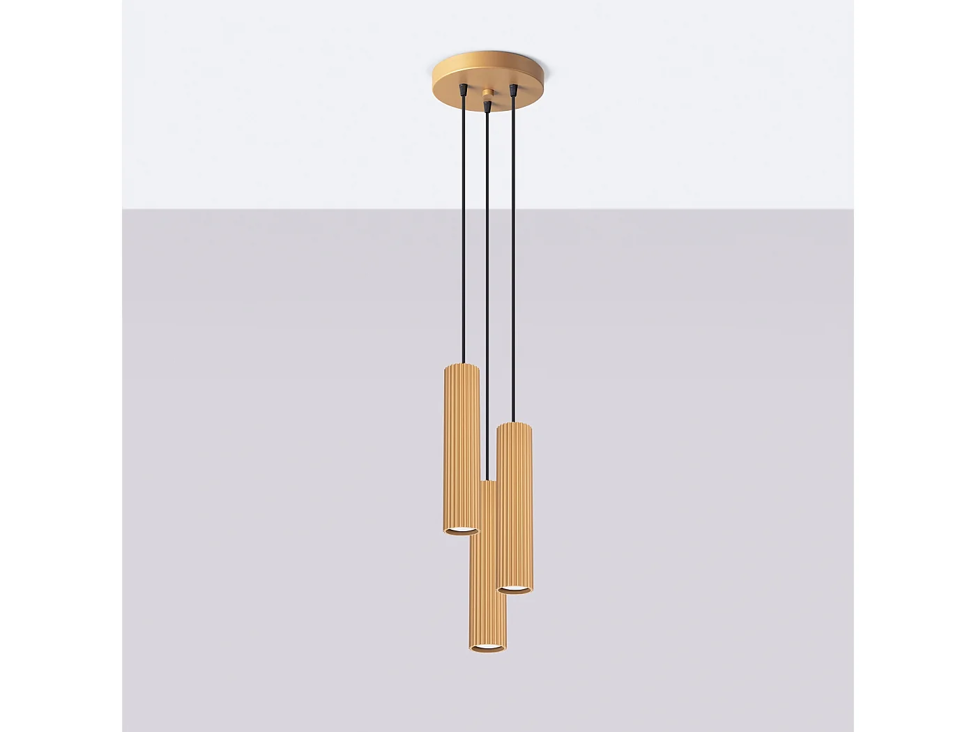 Lampa wisząca minimalistyczny Gloow, aluminium - 3 źródło światła 4000K - L.19.5 x H.108 cm - złoty 4752827 - obrazek 1