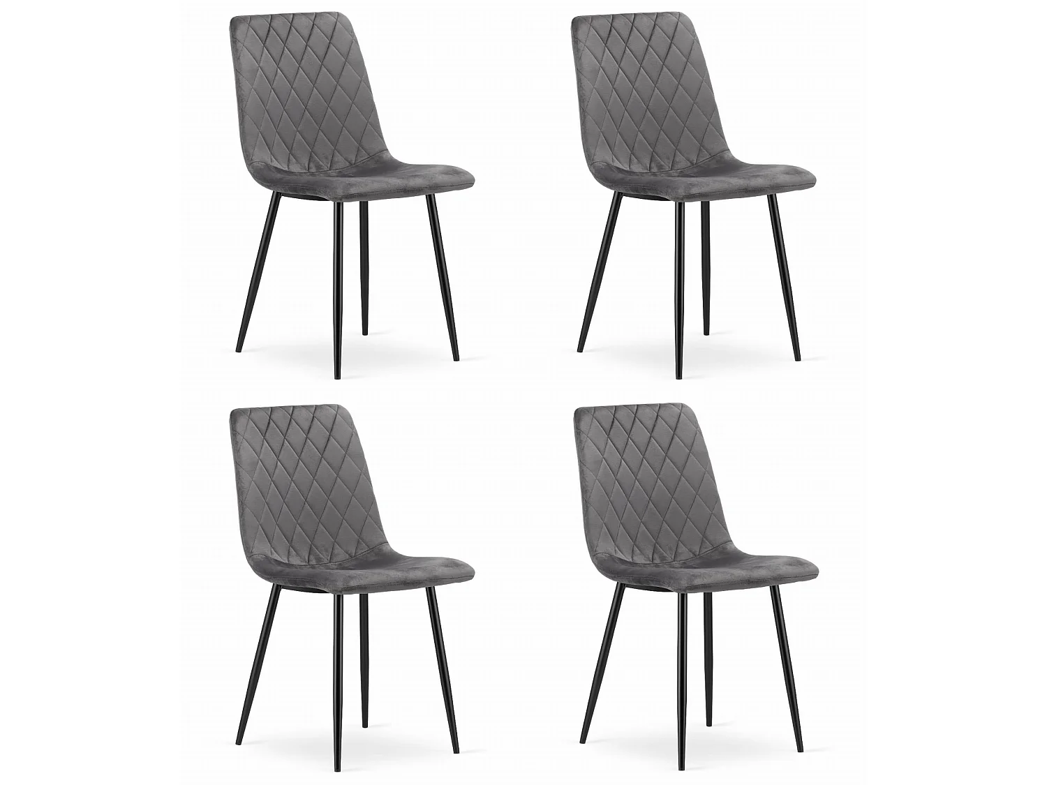 Krzesło Valora TURIN Ciemnoszary aksamitny ergonomiczny design x4 4795526 - obrazek 1