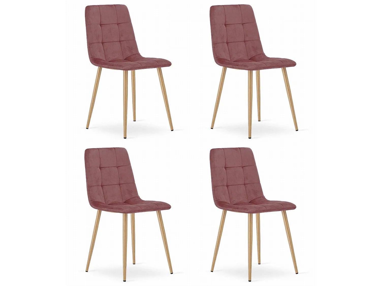 Krzesło Valora PYRA z różowym aksamitem, drewniane nogi, nowoczesny design x4 4795356 - obrazek 1