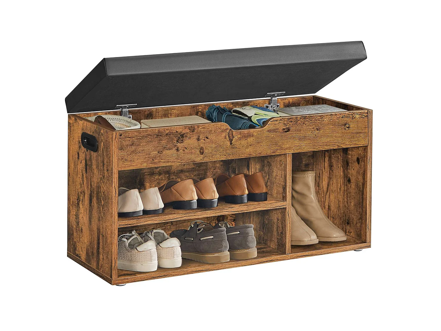 Ławka na buty 80x44x30 cm antyczny czarny mat 5007698