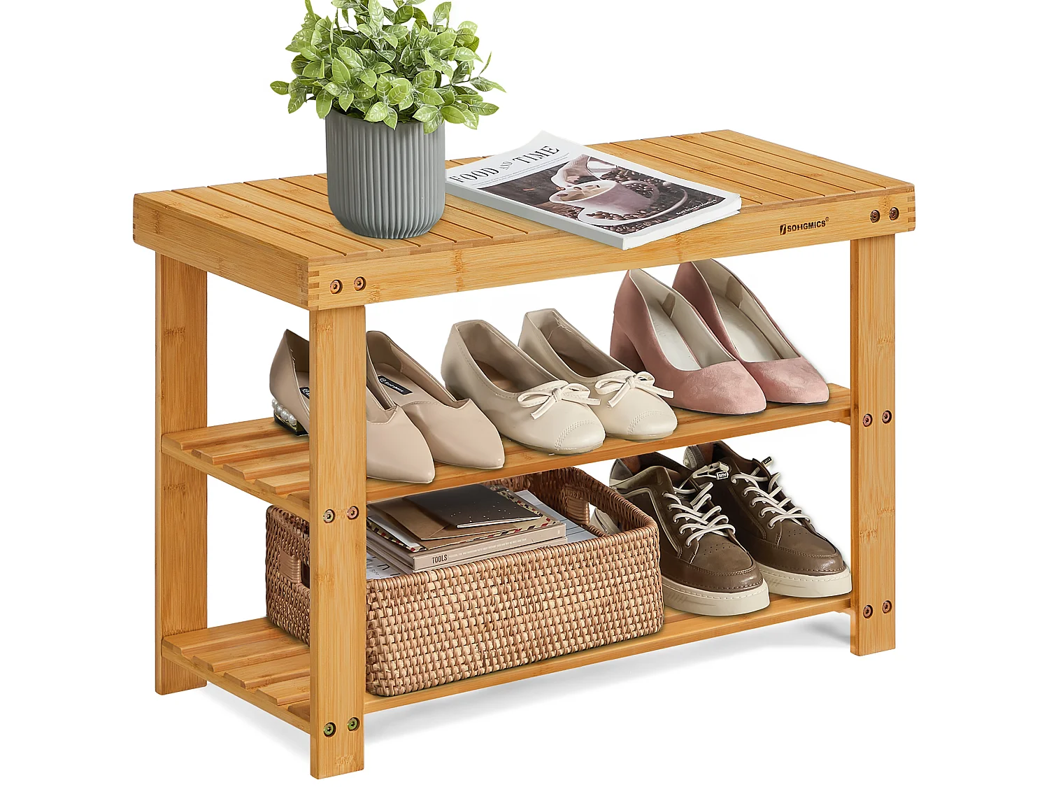 Ławka na buty 70x28x45 cm naturalna 5007710 - obrazek 1