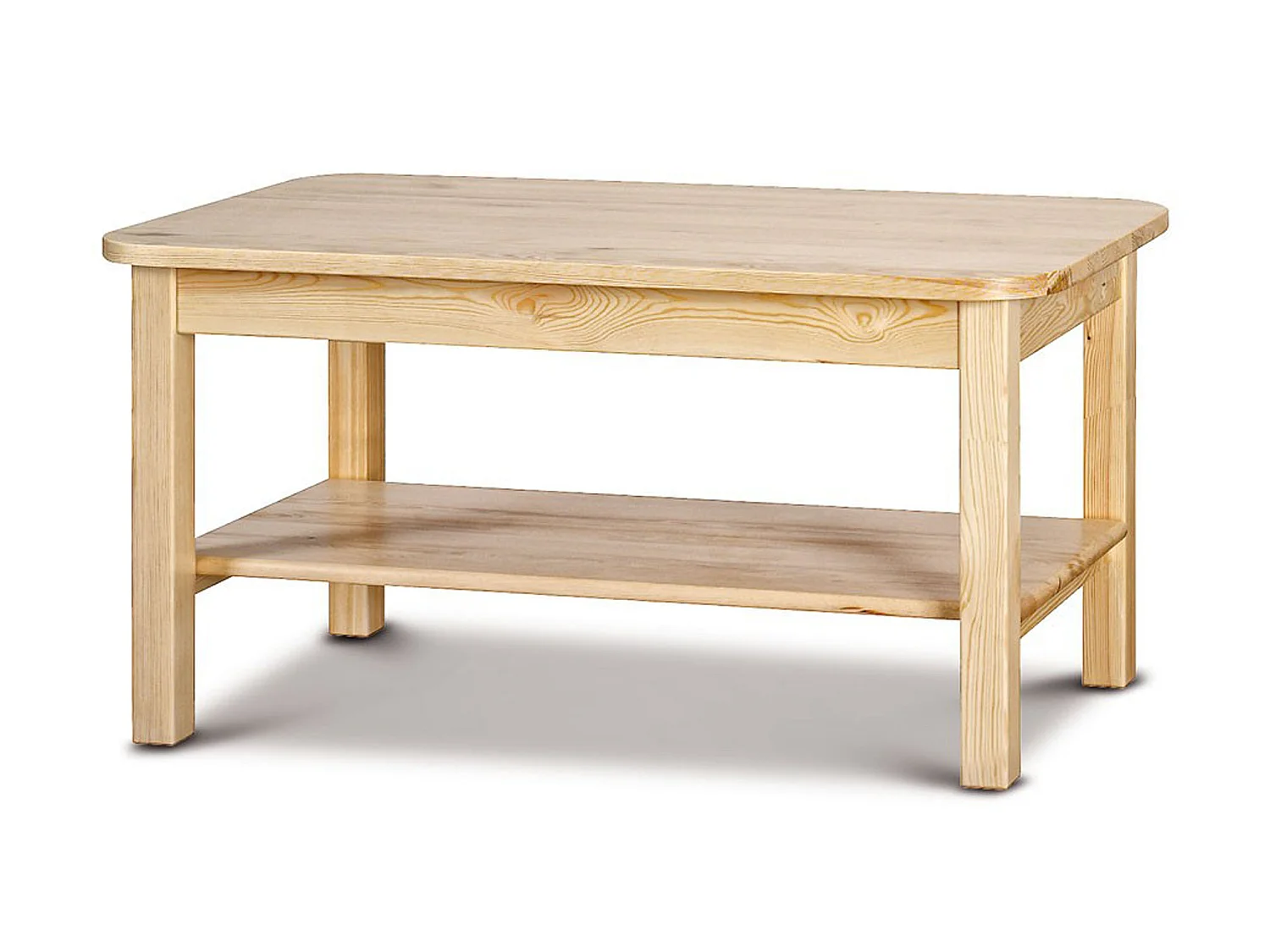 Ława 110×60 pokojowa z półką z drewna litego, kolor sosnowy 4380834