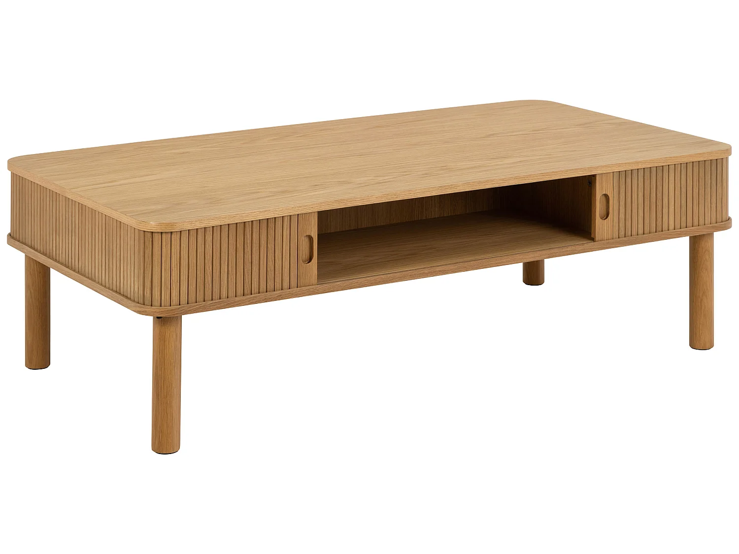 Ława Ligna 130 cm lamelowa z półką, kolor Oak lacquered 4810339