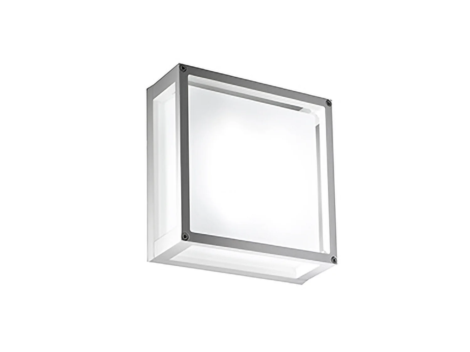 Lampa ścienna i sufitowa 25x25 cm z matowego białego aluminium z satynowym szklanym dyfuzorem, gniazdo E27 do użytku wewnątrz i na zewnątrz, IP54 5012160 - obrazek 1