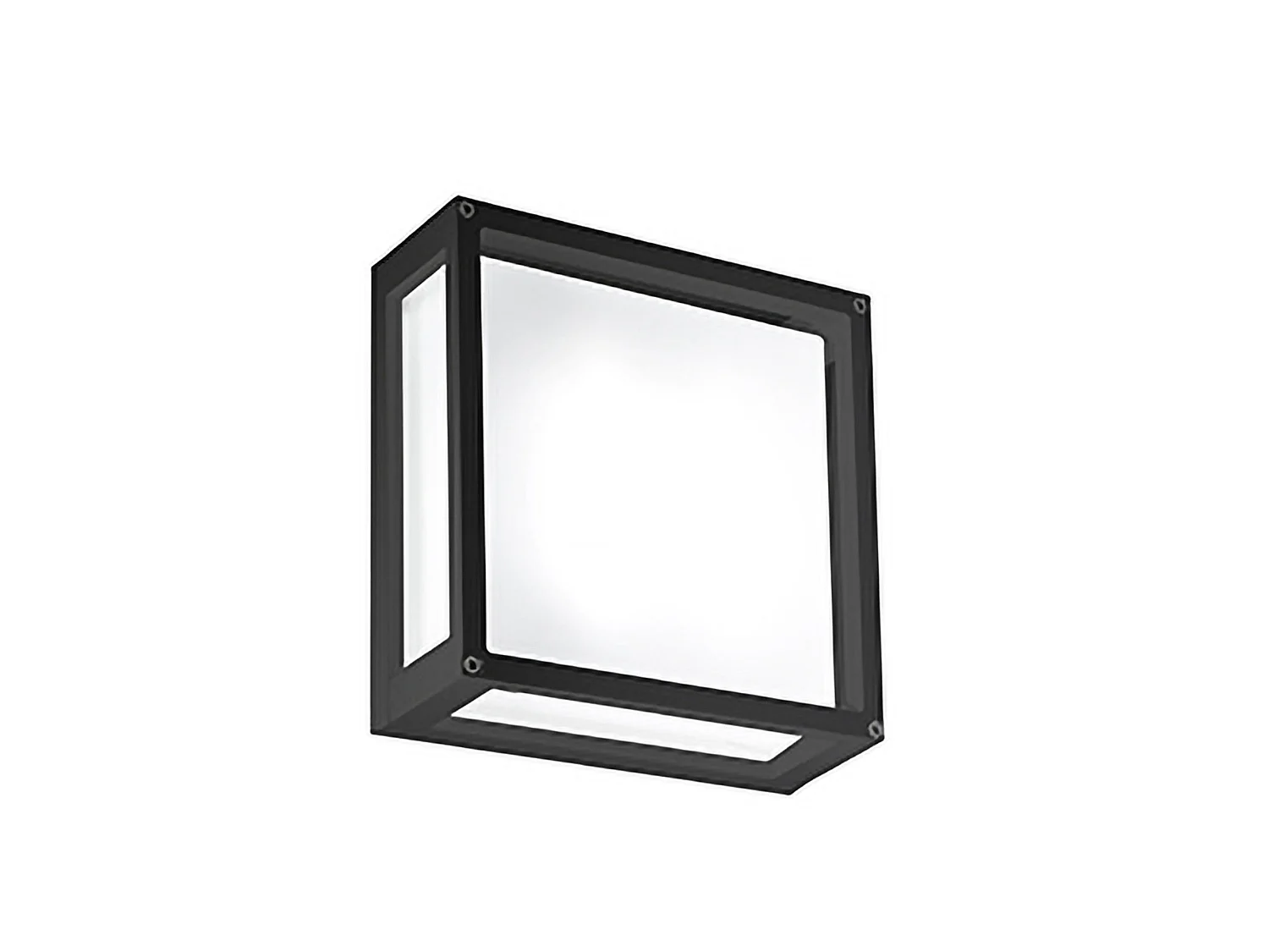 Lampa ścienna sufitowa 25x25cm ciemnoszare aluminium, klosz ze szkła satynowego, IP54, oprawa E27, oświetlenie wewnętrzne i zewnętrzne budynku 5012207 - obrazek 1