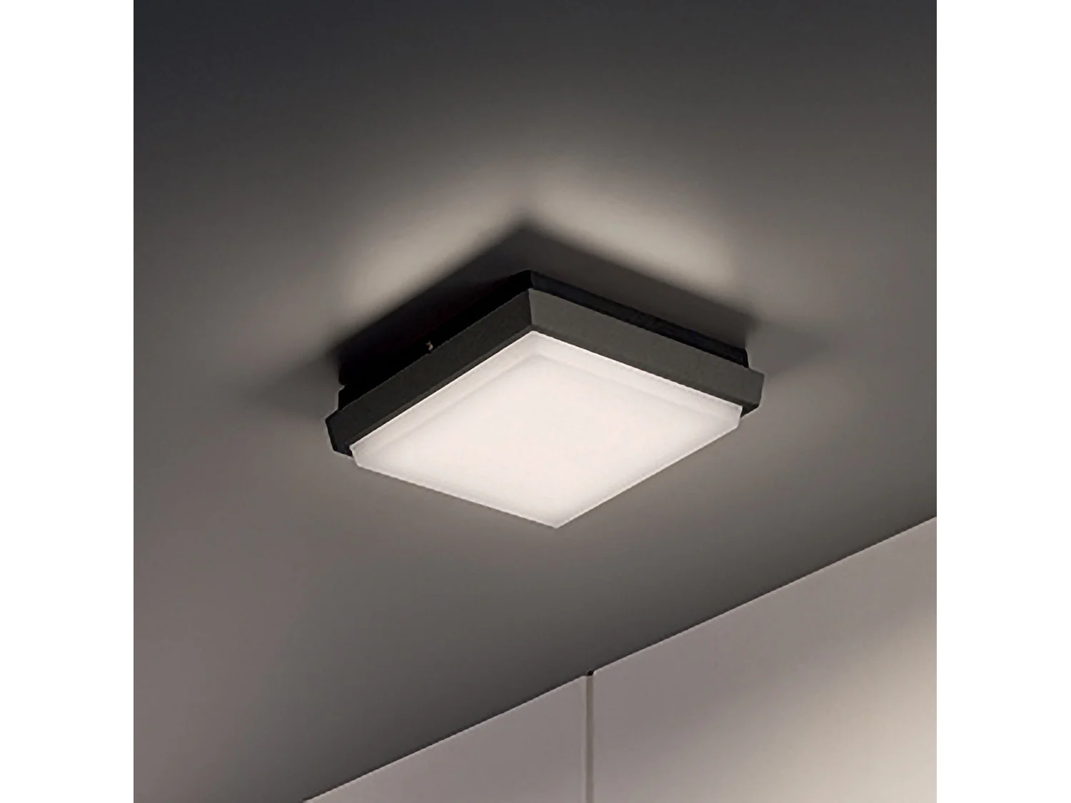 Lampa ścienna sufitowa LED 10W, odlew aluminium, ciemnoszara, IP54, 3000K, 1249lm, nowoczesny kwadratowy design, wymiary 17,5x17,5x4,5 cm, Alu 5012230 - obrazek 1