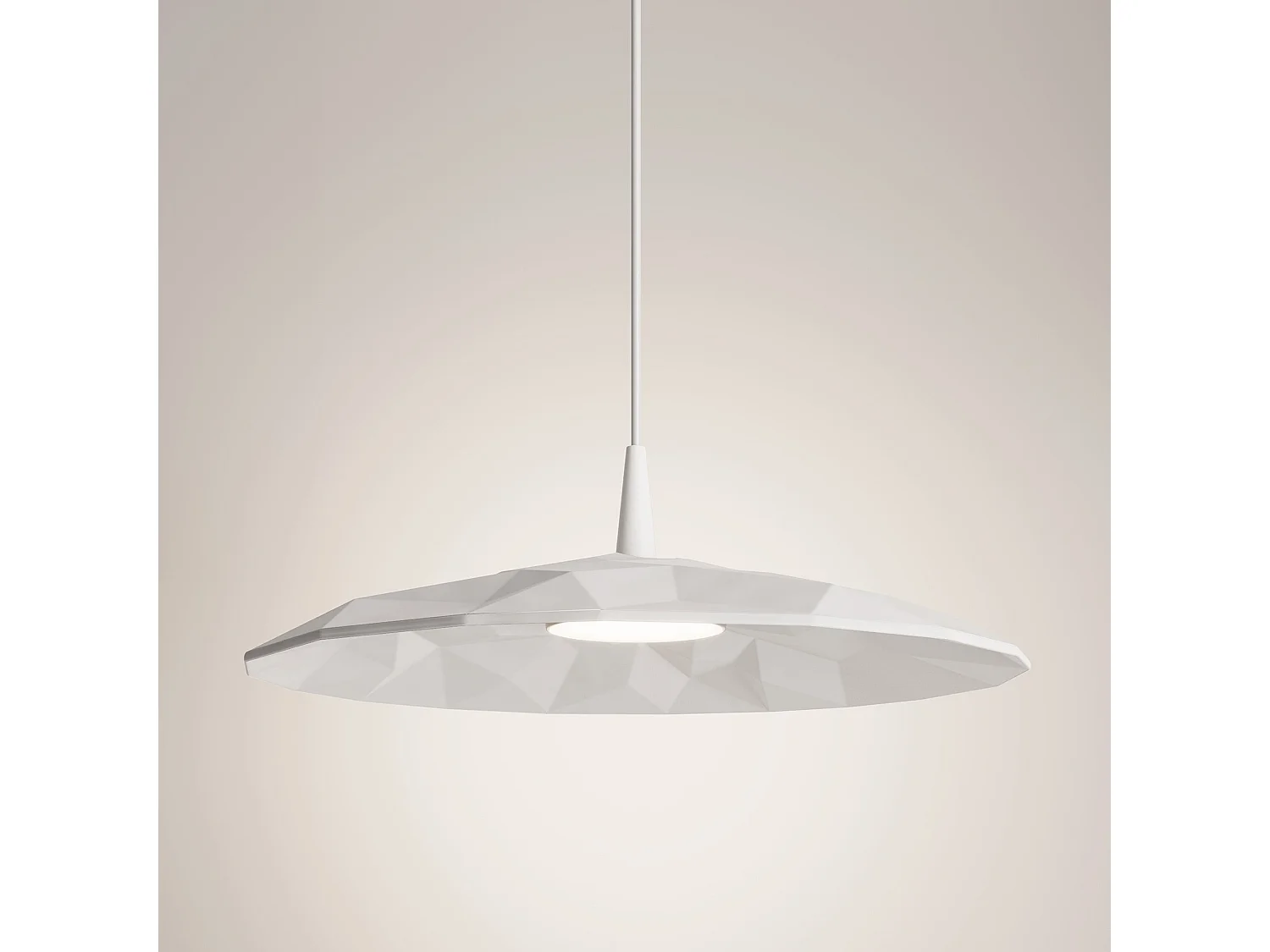Lampa wisząca LED kątowa, nowoczesny design z ręcznie wykonanym ceramicznym dyfuzorem, wykończenie białe, 8 W, 2700 K, średnica 40 cm, model 2700 5012399 - obrazek 1