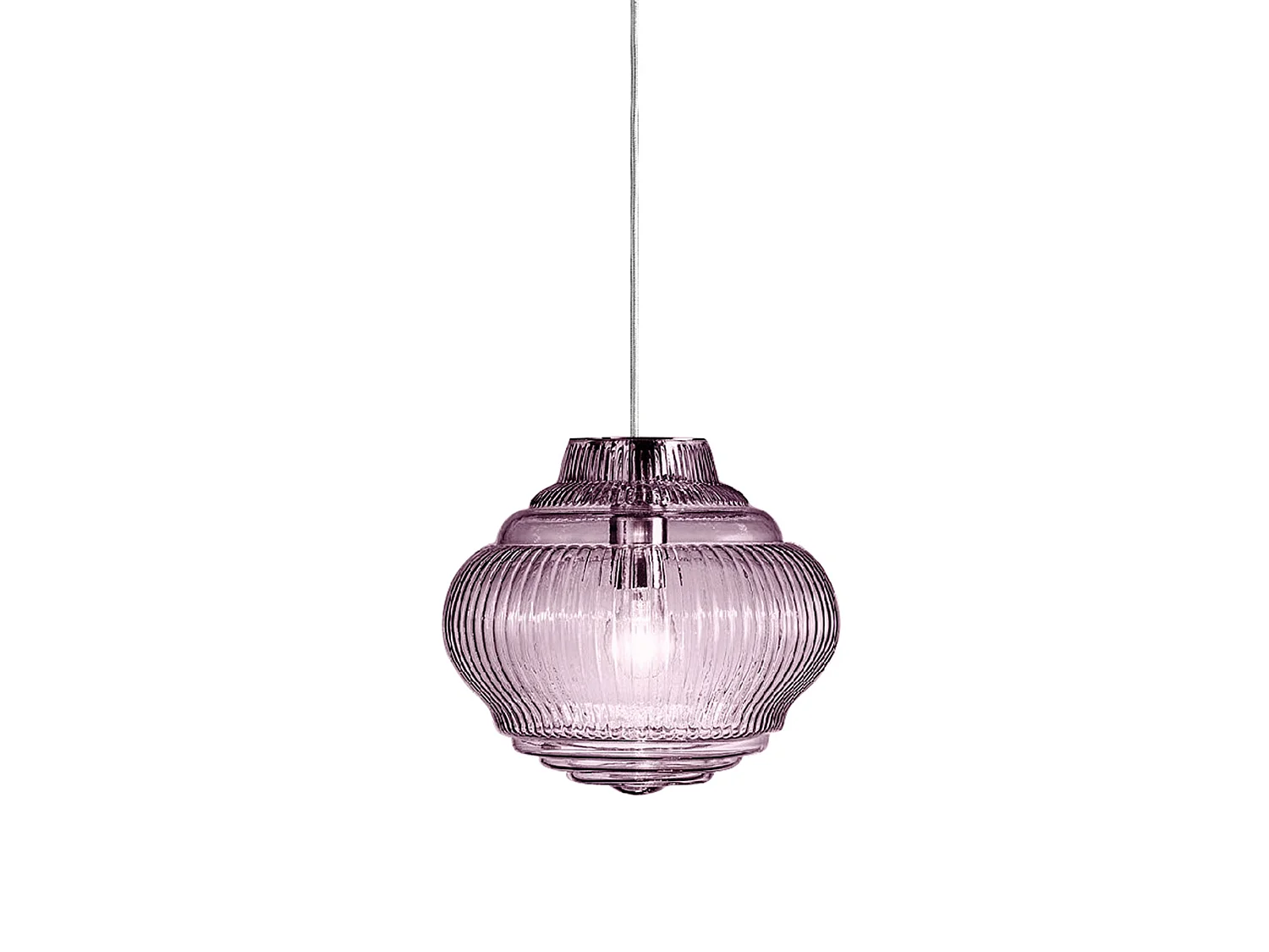 Lampa wisząca Bonnie Amethyst z dmuchanego szkła, wykonana z rigadynu i wyposażona w szarą metalową konstrukcję, średnica 27,5 cm, wykonanie ręczne 5012429 - obrazek 1