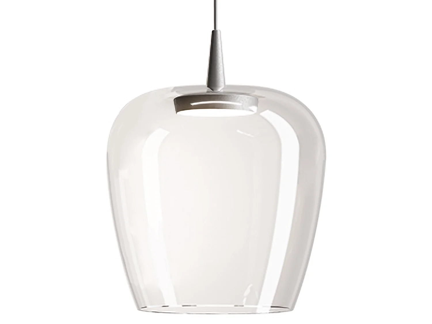 Lampa wisząca Zafferano Bilia 230V LED 8W 2700K z dmuchanego szkła borokrzemianowego z przezroczystym wykończeniem aluminiowym, średnica 27 cm 5012450 - obrazek 1
