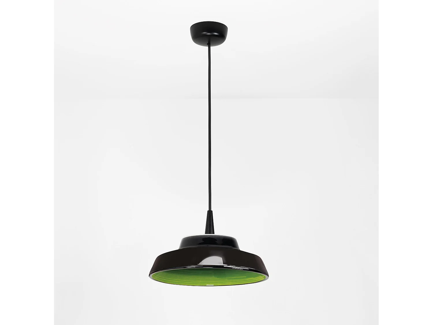 Lampa wisząca LED Circus Black, ręcznie wykonany zielony ceramiczny dyfuzor, ściemnialna TRIAC, wysokość 300 cm, 8 W, CRI 90, IP40, włoski design 5012479 - obrazek 1