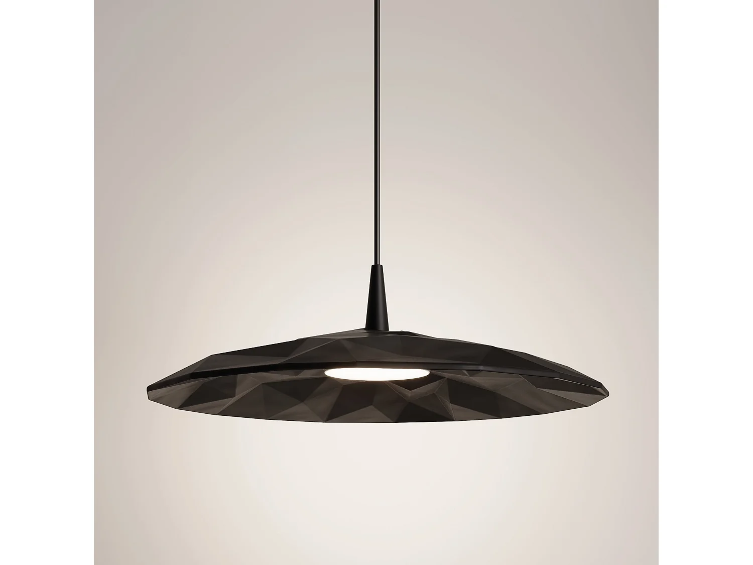 Lampa wisząca LED kątowa, nowoczesny design, ręcznie wykonany ceramiczny dyfuzor, kolor czarny, moc 8 W, barwa 3000 K, średnica 40 cm, model Baby 5012490 - obrazek 1