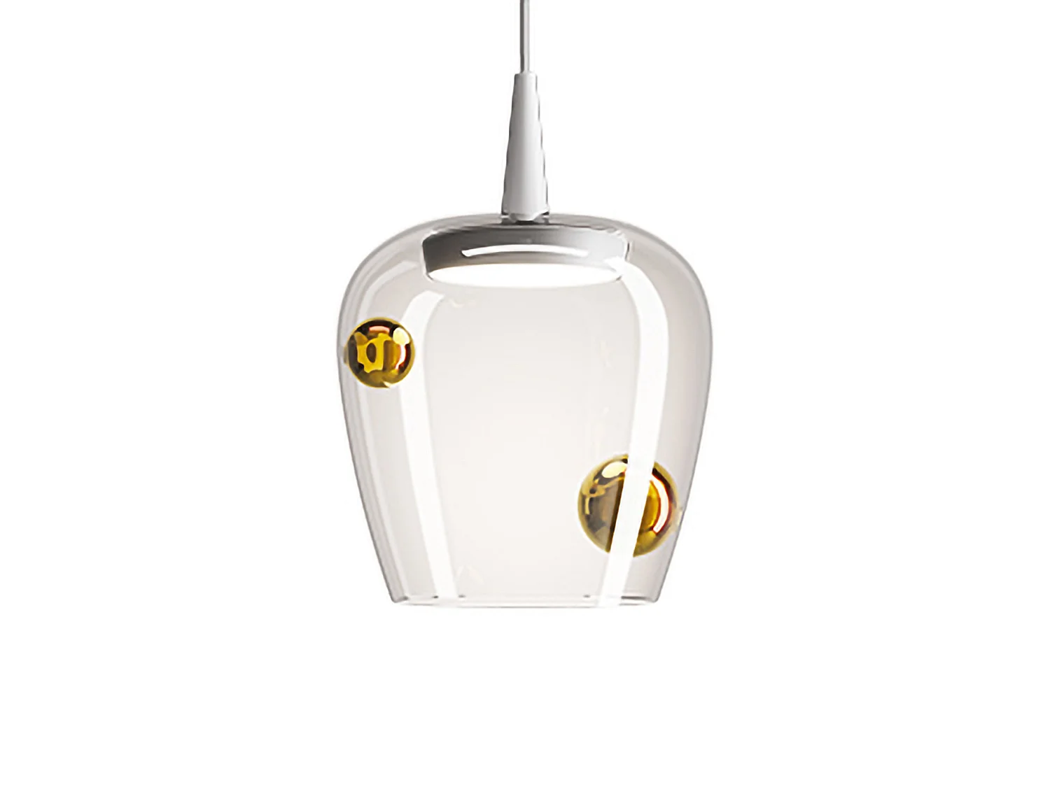 Lampa wisząca Zafferano Bilia 230V LED 8W z dmuchanego szkła borokrzemianowego w kolorze białym i antycznym złotym, średnica 18 cm, wysokość 324 cm 5012506 - obrazek 1